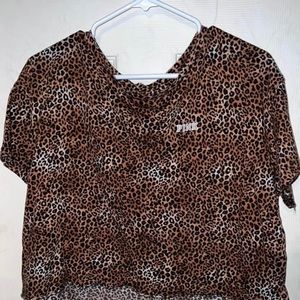 PINK leopard crop top, size medium